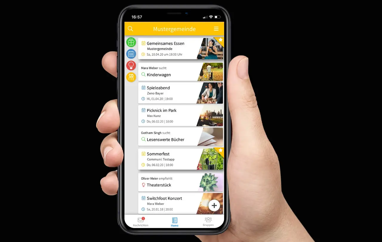 Alles in einer Hand: die Communi-App bildet das digitale Gemeindeleben übersichtlich ab.