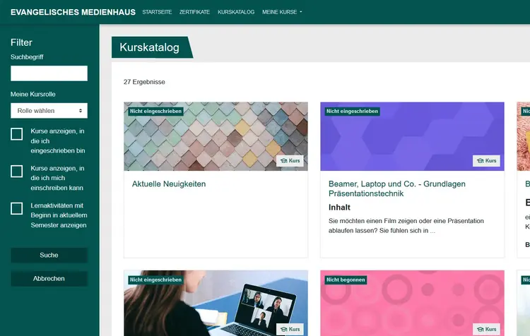 Digitaler Raum für Kurse und Konferenzen auf der Lernplattform.