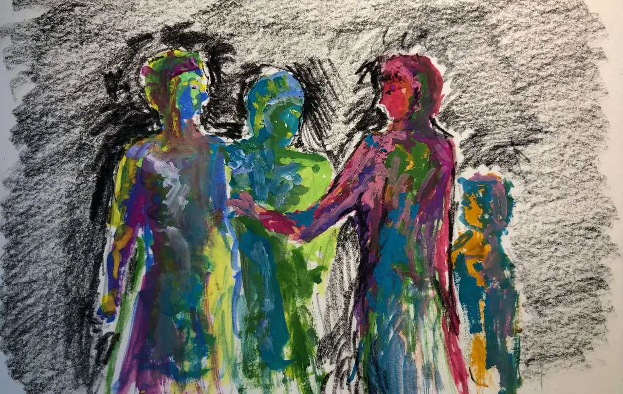 Charlotte Horn, Vikarin in der Kirchengemeinde Bad Saulgau, hat das fastende Volk gemalt.