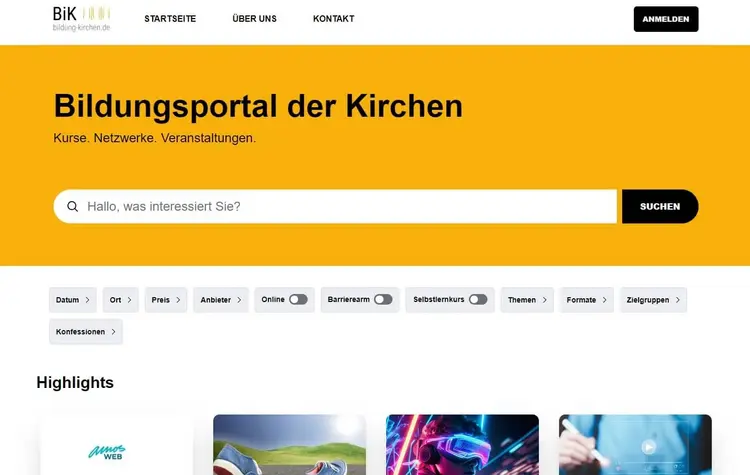 Die Startseite des neuen Bildungsportals.