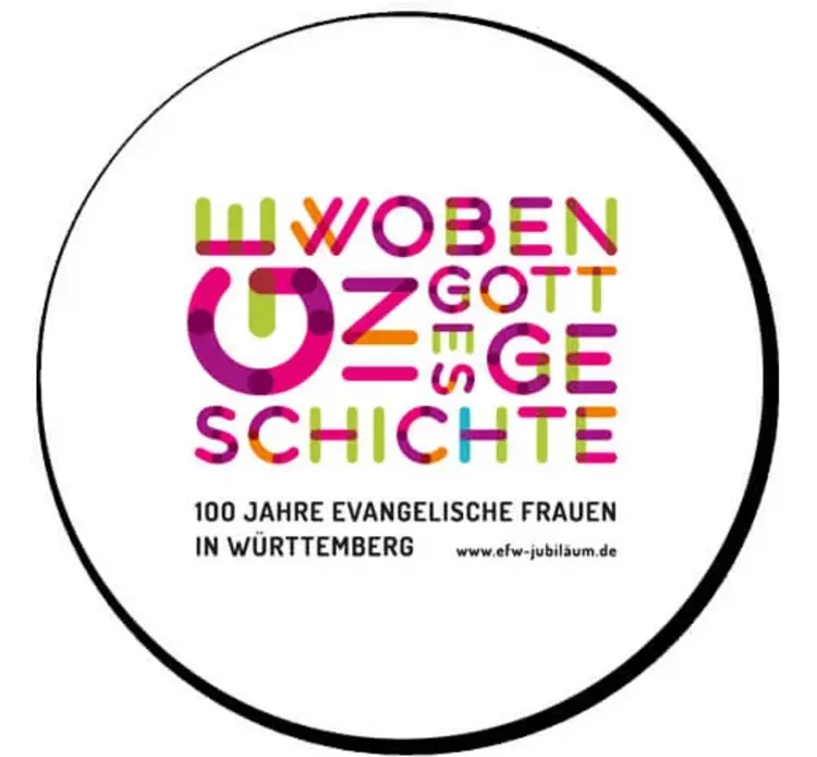 Das Logo des EFW-Jubiläums mit dem Motto „Gewoben in Gottes Geschichte".