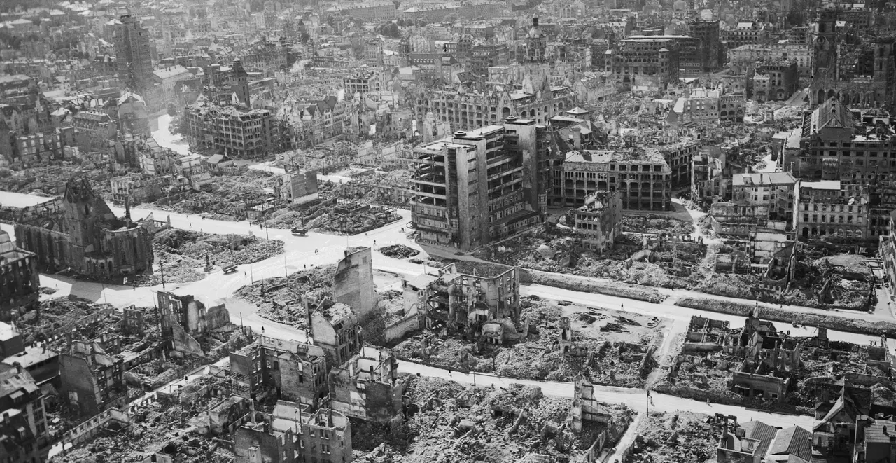 Das zerstörte Stuttgarter Stadtzentrum.