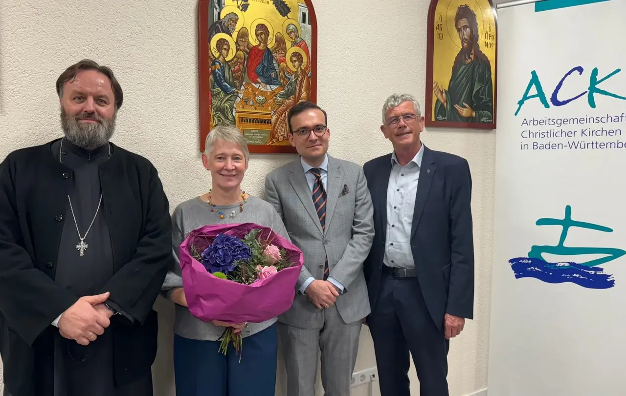 Neuer ACK-Vorstand (von links nach rechts): Dekan Dr. Nicolae Gilla (Rumänisch-orthodoxe Kirche),   Vorsitzende Heike Friedrich (Evangelisch-methodistische Kirche), Philipp Koch (Erzdiözese Freiburg) und Oberkirchenrat i.R. Prof. Dr. Ulrich Heckel (Evangelische Landeskirche in Württemberg)
