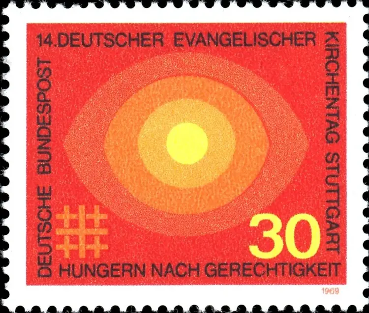 Sonderbriefmarke der damaligen Deutschen Bundespost zum Deutschen Evangelischen Kirchentag 1969 in Stuttgart.