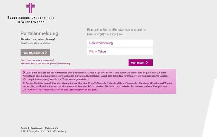 So sieht die Anmelde-Seite des Gemeindemanagemt-Portals aus.