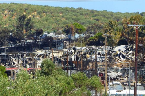 Das abgebrannte Flüchtlingslager Moria auf Lesbos.