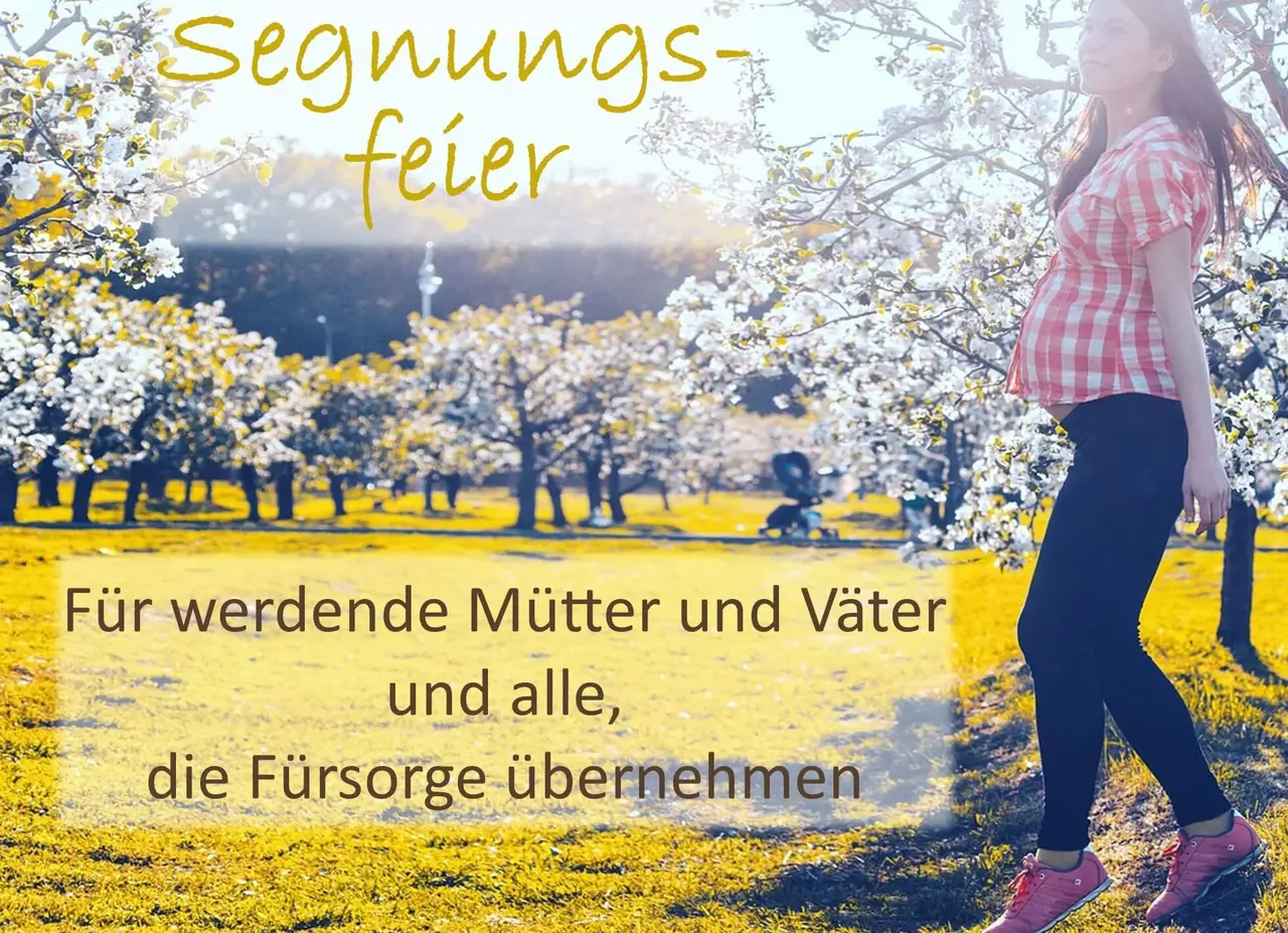 Der Flyer zur Segnungsfeier für werdende Eltern und alle, die Fürsorge für ein Kind übernehmen wollen.