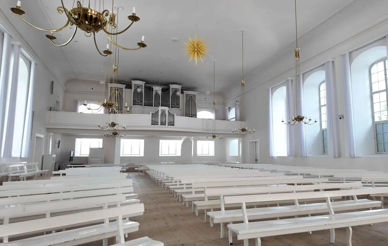 Der Kirchensaal der Evangelischen Brüdergemeine in Herrnhut/Sachsen