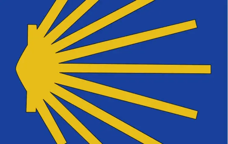 Die stilisierte Jakobsmuschel ist das Erkennungszeichen des modernen Jakobswegs, der in mehreren Zweigen auch durch Baden-Württemberg führt.